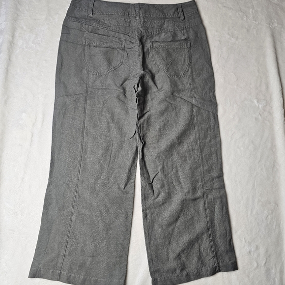 Sandro Linen Cropped Pants Light Olive Gray Women’s 10 Ten - Picture 1 of 11